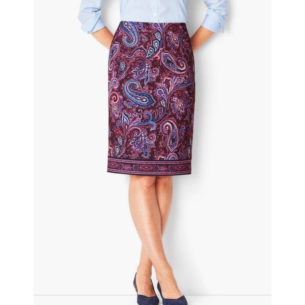 Talbots paisley straight pencil skirt Size 10 blue/red‎ career office
